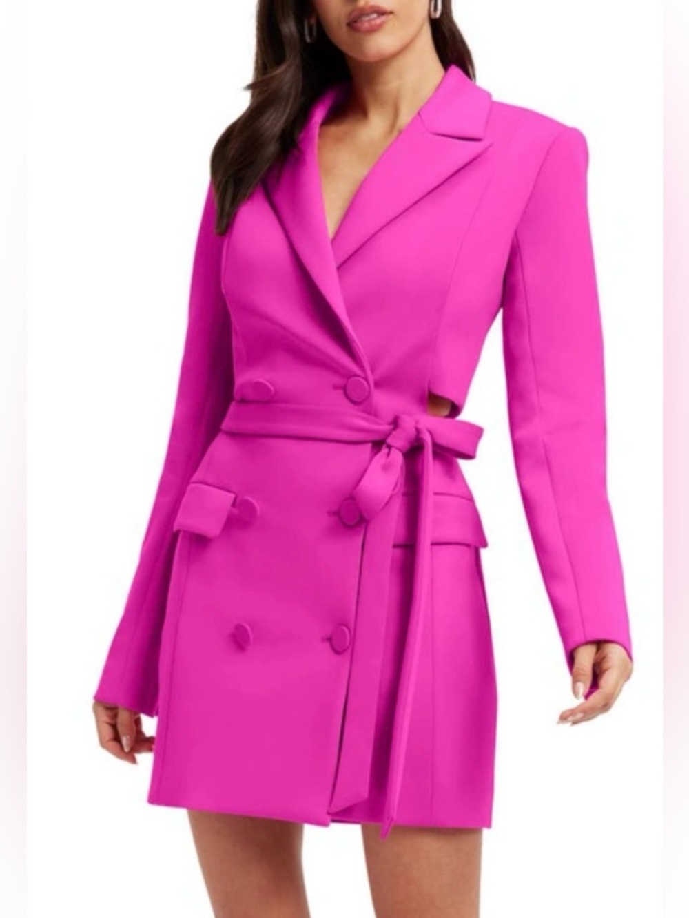 New Good American Scuba Blazer Dress Hot Pink – Size S